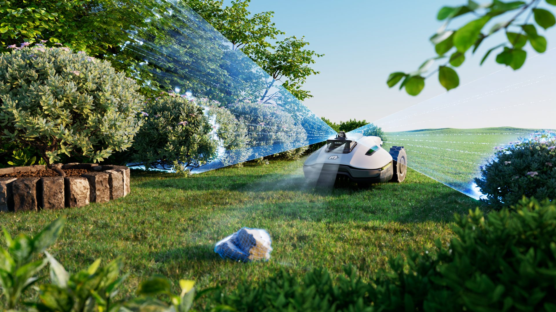 The AI robotic mower uses lidar to stay clear of obsticles